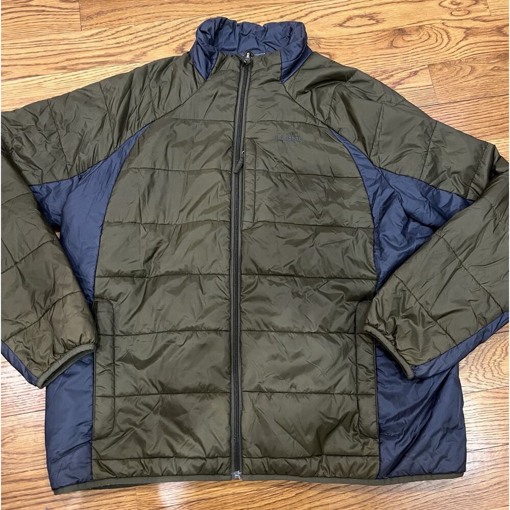 L.L. Bean Green Navy Classic Lightweight Puffer Jacket Coat Size XL Primaloft‎